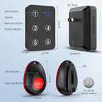 CallToU Wireless Call Button Caregiver Pager Nurse Call System for Elderly/Patients at Home/Hospital with Voice Announcements and LED Number Display (6 Waterproof Call Button & 2 Receiver)