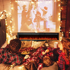 CharaVector 80 inch 750W/1500W Electric Fireplace Inserts with Remote Control in Wall Mounted, Energy Saving LED Insert Fireplace Heater Indoor Glass View with Remote Control & Touch Screen, Black