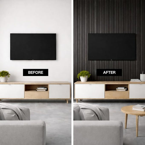 2-Pack Wood Panels for Wall - Acoustic Wood Slat Wall Panels, Soundproof Wooden Paneling for Interior Decor