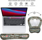 Mouse Pad Wrist Support and Keyboard Wrist Rest Set with Coasters, Inspirational Quote Stay Positive Work Hard and Make It Happen Non-Slip PU Base Ergonomic Mousepad for Home Office Working Studying
