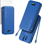 aonidi 20000mAh Ultra-Portable-Charger-Power-Bank PD20W with Built in Cables&AC Wall Plug,Fast Charging Cell Phone Charger Battery Pack,LED Display Travel Battery Bank for All iPhone,Samsung,Android
