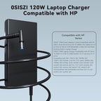 OSISZI 120W Power Adapter 4.5 * 3.0mm Compatible with HP Elite Dragonfly G2 ZBook 15v G5 Spectre 13-3000 Paviliion/Omen/Envy 15 17 Gaming 15 710415-001 Docking Station Laptop Charger