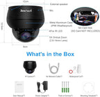 JideTech 10X Hybrid Zoom 4K 8MP Outdoor PTZ IP PoE Dome Camera Indoor, Auto Tracking, Human/Vehicle Detection,Pan Tilt Security Camera with 65ft IR Night Vision, 24/7 Recording, IP66, for Onvif NVR