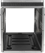 Sound Town Lightweight and Compact 10U ATA ABS Rack Case, with Slant Mixer Top, Casters, 24.5" Depth, 12U Top and 10U Side Spaces (STMR-A12X10UW)