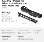 SmallRig x Potato Jet Tribex Hydraulic Carbon II Tripod Fast Extend Camera Travel Tripod, Low Angle Photograph to 5.9in/15cm, Max Height 61in/155cm, Weight 5.7lbs, Load up 55lbs -5756