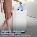 AthLike Sensor Trash Can, Touchless Motion Sensor Trash Bin, Smart Automatic Garbage Can with Soft-Close Lid, Bag Retainer Ring and Display Light,for Kitchen,Living Room Office (White, 16 Gal)