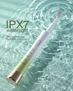 AJELU Upgrade Sonic Electric Toothbrush for Adults, 8 Replacement Brush Heads, Rechargeable Electric Toothbrush with 2-Minutes Timer IPX7 Water-Proof, for Indoor & Outdoor, White & Green Gradient