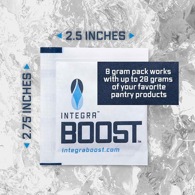 Integra Boost 2-Way Humidity Control Pack - Preserve Flavor & Control Humidity at 62% RH - Moisture Absorber for Herbs, Spices & More - 8 Gram (Pack of 50)