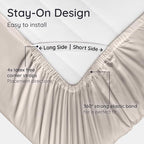 Bambaw 100% Viscose Derived from Bamboo Fitted Sheet King Size, Cooling King Sized Fitted Sheet with Corner Straps, Soft & Breathable (Sand)