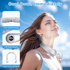 Portable Neck Fan that Blow Cold Air, LED Display, Rechargeable Hands-Free Wearable Cooling Personal Fan, 5 Speed, Neck Support, Bladeless Neck Air Conditioner, Gift for Women/Men, Hot Flashes, Travel