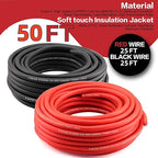 8 Gauge Wire (25ft Each - Red/Black) Copper Clad Aluminum CCA - Primary Automotive Wire,Car Amplifier Power & Ground Cable, 20PCS Lugs Terminal Connectors,60A ANL Fuse Block and Heat Shrink Tubing
