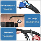 Nilight Cable Sleeve, 25ft-1inch Cord Management Sleeves, Braided Sleeving, Split Self Wrapping Wire Loom for Computer Electrical Automotive Harness Protector Organizer, Black