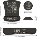 Ergonomic Mouse Pad Wrist Support and Keyboard Wrist Rest Set with Coasters, Non-Slip PU Base, Easy Typing and Relieve Wrist Pain, Perfect for Home Office Working Studying, Bible Verse Jeremiah 29:11