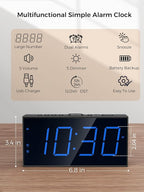 Digital Dual Alarm Clocks for Bedrooms, Large Big Numbers Display Electric Alarm Clock with Battery Backup, USB Port, Adjustable Alarm Volume, Dimmer, Easy to Set LED Desk Clock with Adapter Powered