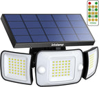 intelamp Solar Flood Lights Outdoor Waterproof, 6000mAh 1200LM Solar Powered Dual Motion Sensor LED Lighting Dusk to Dawn Security Floodlight Exterior with Remote for Outside Garden House Patio