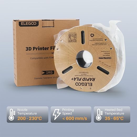 ELEGOO Rapid PLA Plus Filament 1.75mm Blue & Red 2KG, PLA+ 3D Printer Filament for 600 mm/s High Speed Printing, Dimensional Accuracy +/- 0.02 mm, 2 Pack 1kg Cardboard Spool(2.2lbs)