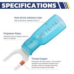 haisstronica 200PCS Heat Shrink Fork Spade Connectors #8 Waterproof Marine Grade Fork Terminal Connectors U-Type Red 22-16 Gauge