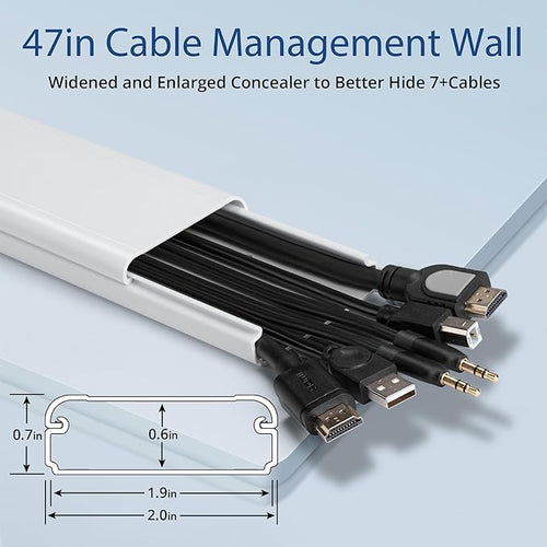 47in(3 x L15.7in) TV Cord Hider, YCLYC Cord Hider for Wall Mount TV, Large Cable Hider, Paintable Wire Covers for Cords, Cable Management Cord Organizer, Wire Hiders for TV on Wall W2 x H0.7in, Beige