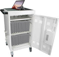 30-Device Mobile Charging Cart with Power Strip, Locks, Cable Management, Up to 16.3" Safe Charging Cabinet for Chromebooks, Tablets, Laptops. White with Code Lock