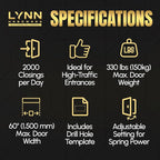 LYNN HARDWARE Heavy Duty Automatic Door Closer (Gold) - Commercial Grade, Contractors Choice, Adjustable Speed & Force, Delayed Closing Timer, 3 Mounting Options, 3 Hour Fire Rated (DC8016 Model)
