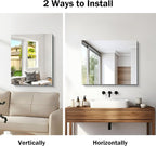 CILIBER Frameless Mirror, 24x30 Inch Bathroom Mirror for Wall, Rectangle Bathroom Vanity Mirrors with Polished Edge, Hangs Horizontally or Vertically for Bathroom, Bedroom and Living Room