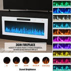 VITESSE TV Stand Fireplace with 36" inch Electric Fireplace Up to 90" TVs, LED Light Entertainment Center, 80" Modern Wood High Gloss with Highlight Storage Cabinet for Living Room (Black)