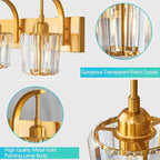 FDPBY Modern Bathroom Vanity Light, 5-Light Gold Wall Sconce with Crystal Accents, Over Mirror Bathroom Lighting Fixture, 42.52" Long Dimmable Vanity Lamp for Makeup, Easy Installation