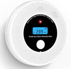 Alertlink 2-in-1 Smoke and Carbon Monoxide Detector Alarm, with Voice Alert,10-Year Battery Fire & CO Alarm with Large LCD Display, Easy Install with Adhesive or Screws