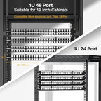 PBAEGAV 48 Port Patch Panel Blank UTP/STP 1U 19" Keystone Patch Panel with Cable Management and Support Bar Compatible with LC/SC/ST/FC/USB/HDMI Keystone Jack(48 Port)