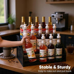 STAEVER Coffee Syrup Rack- Extra Large for 15 Syrup Bottles Holder- Rustic Countertop Display Shelf for Liquor Bottles, Coffee Bar, Kitchen Cabinet- Pantry Storage for Water Bottles, Spirits & Whiskey