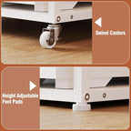 VEDECASA Mobile High Printer Stand with Power Outlet Charging Plugs USB Port Office Storage Shelf Includes Computer Tower CPU Stand Holder with Wheel (White)