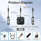 2026 Pro Bluetooth 5.4 Transmitter Receiver, 2-in-1 Wireless Audio Adapter for Airplane/TV/PC/Gym - Dual Link Headphone, Low Latency, Battery Display, Built-in Mic, 30H Playtime, Aviation Metal Frame