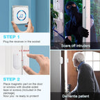 SanJie Door Chime, Door Open Contact Sensor Alarm for Business/Store/Home/Office When Entering, with 500 FT Range,26 Chimes 5 Adjustable Volume 2 Receivers +2 Sensors