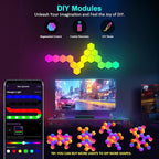 JIMIMORO 12-Pack Hexagon Light Panels – Smart RGB LED Wall Lights with App & Remote – Music Sync Gaming Lights for Room Decor, Birthday & Party Gifts for Boys, Teens, Men, Boyfriends, and Kids