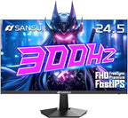 SANSUI Gaming Monitor, 24.5" 300hz 240hz FHD 1080P 1ms FPS PC Monitor Gaming, HDR, FreeSync, DisplayPort x2 HDMI x2, Fast IPS, 120% sRGB, Audio Jack, VESA Support, Desktop Compatible(ES-G25X1 PRO)