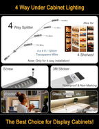 EBD Display Case Lights Ultra Bright Under Counter Lighting 4-Way Parallel Bookshelf Light Bar 4 Panels 1800 Lm 4500K for Kitchen Storage Pantry Garage Shelves Closet Shelf & Bookcase