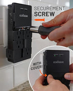 ECHOGEAR Wall Outlet with Surge Protection - Power & Protect 8 Devices with 6 Rotating AC Plugs & 2 USB Ports - Includes 1x USB-C Port & 1x USB-A Port - Black