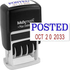 MaxMark Self-Inking Rubber Date Office Stamp with Posted Phrase Blue Ink & Date RED Ink (Max Dater II), 12-Year Band