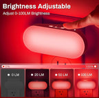 DORESshop Red Night Light, Auto On/Off, 0-100 LM Adjustable Brightness, Dimmable Plug Into Wall Light Sensor Night Light for Kids Room, Bedroom, Stair Lights, 1W, 2 Pack