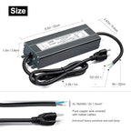 LLTOP Low Voltage Transformer 200 Watts Waterproof IP67 Power Supply 90-130V AC to 12V DC 16.7A LED Driver Converter Power Adapter for Indoor Outdoor LED Lights