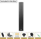 Sound Town Weatherproof Compact Aluminum Line Array Column Speaker with Wall Mount Bracket, 6 x 3 Woofers, 4 x 1.2 Dome Tweeters, Black, for Church, Indoor & Outdoor Installation (CARPO-M64B)