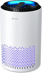 AROEVE Air Purifiers for Bedroom Home, 3 Layer Filter for Smoke Pollen Allergies Pet Dander Odor, Sleep Mode for Better Sleep, Energy Saving, 3 Speeds, Timer for Office, Dorm, Kitchen, MK01, White