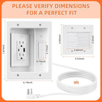 in Wall Cable Management Kit with Brush Wall Plate,AC Outlets & USB-A+USB-C Ports,9ft Cord,Hide Cords Recessed Wall Outlet for TV Cable Management,HDMI Cables and Home Theater Systems