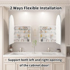 24x36 Inch Arch Bathroom Mirror Medicine,Cabinet,Brushed Silver Wall Mounted Bathroom Mirror with Storage,Adjustable Glass Shelves,Surface Mount Only,Mirrored Medicine Cabinets for Bathroom