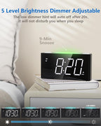 Mesqool Digital Alarm Clock for Bedroom, 7.5" Big Display, 7-Color Night Light,USB & Type C Charger, Dimmer,12/24 H,Plug-in Easy to Set Alarm Clock for Teens, Kids, Heavy Sleepers