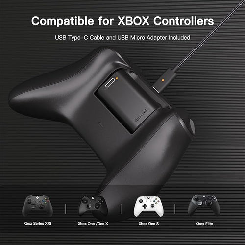 2 Pack Xbox Rechargeable Battery Pack, Xbox Series X Play & Charge Kit 1400mAh Capacity Fully charges in 3 Hours, 9 Ft USB Type-C Cable, Compatible w/ Xbox Series X/S, Xbox one/S/X/Elite Controllers