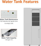 Amazon Basics Dehumidifier, 35-Pint, Energy Star Certified, for Basement, Bathroom and Other Rooms Up to 2500 SFT, with Timer, auto-defrost, Overflow Protection, White