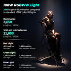 SmallRig RC 100C RGBWW LED Video Light, with App Control, 100W Mini COB Continuous Output Lighting, Handheld Spotlight 2700-10000K/CRI 96+/TLCI 98+/12 Effects, 11000Lux/1m, Pro Version Ink Blue, 5381