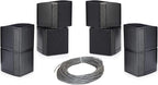 Pure Resonance Audio MC2.5B Mini Cube 2.5 inch Speaker Bundle with Installation Wire - Home Value Pack (4 Pack, Black) (with Brackets & Wire)