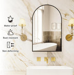Bathroom Medicine Cabinet with Mirror, Arched Medicine Cabinet Wall Mounted, Modern Vanity Mirror with Storage, Mirrored Cabinet with Adjustable Shelves, Not Recessed, 20x32 Inch,Black